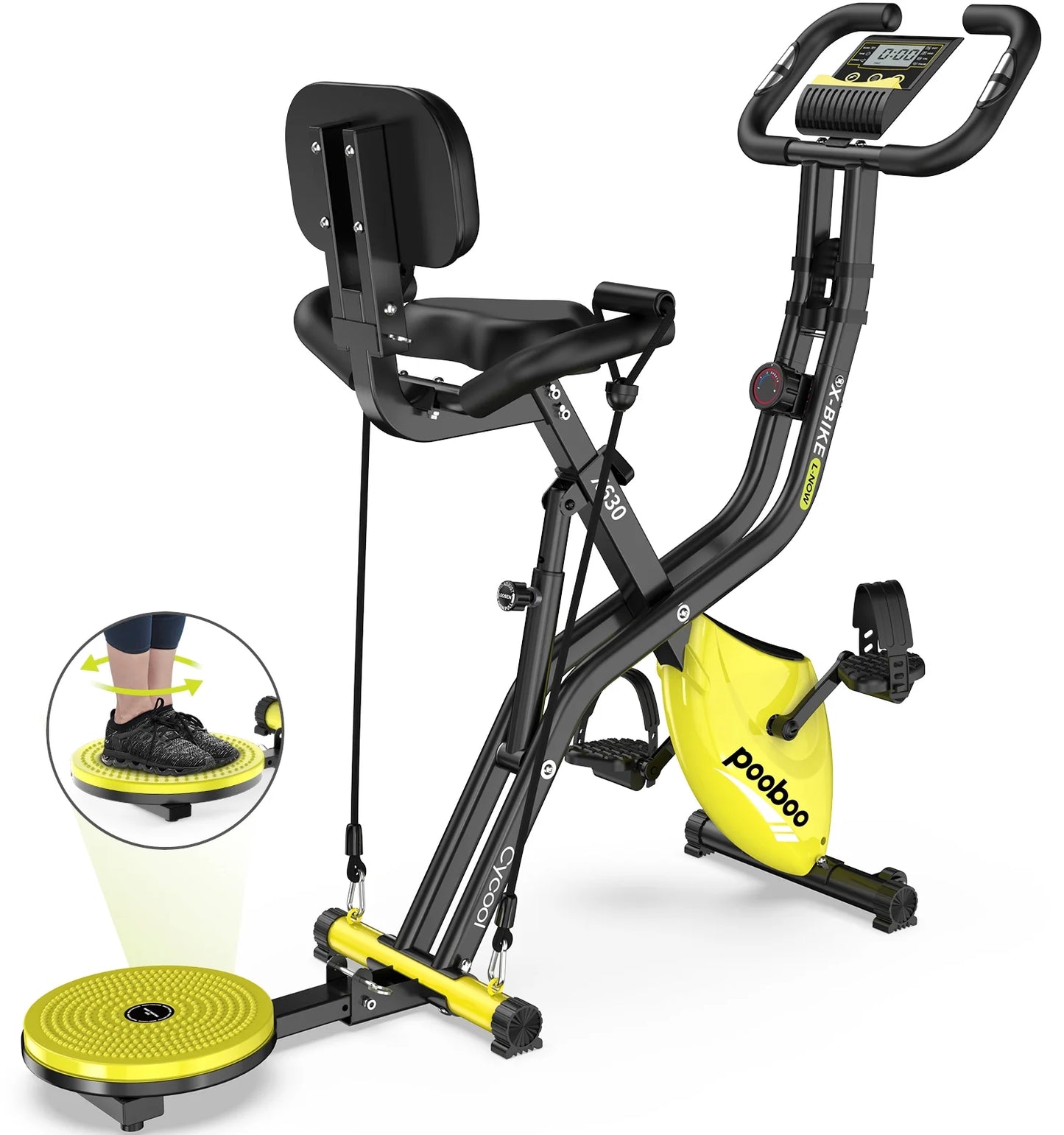 4In1 Folding Exercise Bike Indoor Cycling Bike Stationary Magnetic X Bike Gym Workout 300Lb Easy to Get On/Off