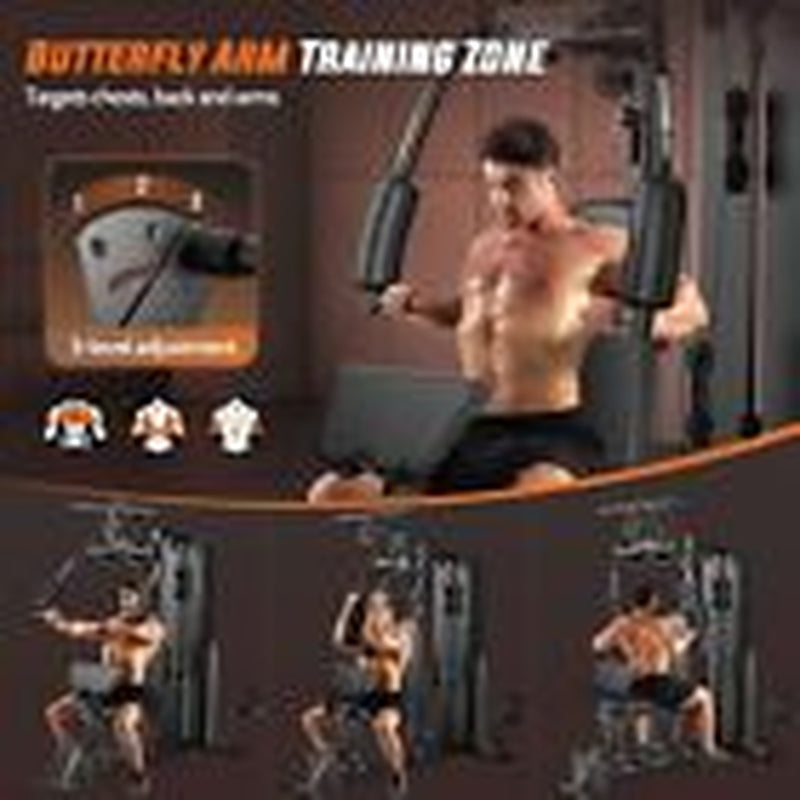 Home Gym with 154LBS Weight Stack, Multi Exercise Equipment with Leg Press,