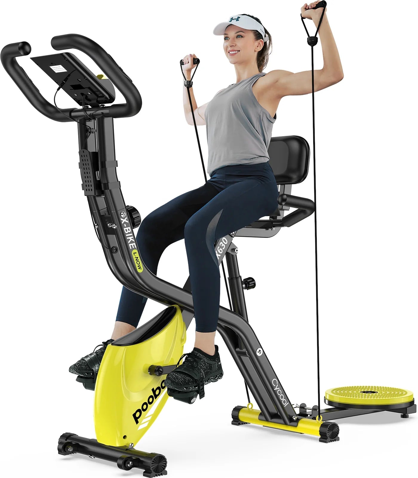 4In1 Folding Exercise Bike Indoor Cycling Bike Stationary Magnetic X Bike Gym Workout 300Lb Easy to Get On/Off