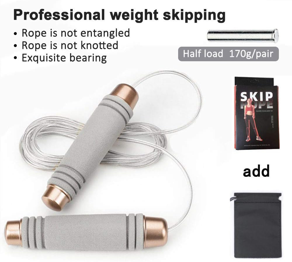 Weighted Jump Rope for Handle,Tangle-Free PU Wire Rope with Bearing Comfortable Foam Handle,Skipping Rope for Workout and Fitness Training for Men Women and Kids