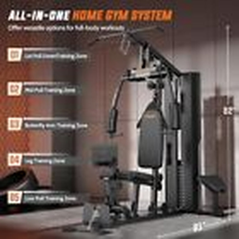 Home Gym with 154LBS Weight Stack, Multi Exercise Equipment with Leg Press,