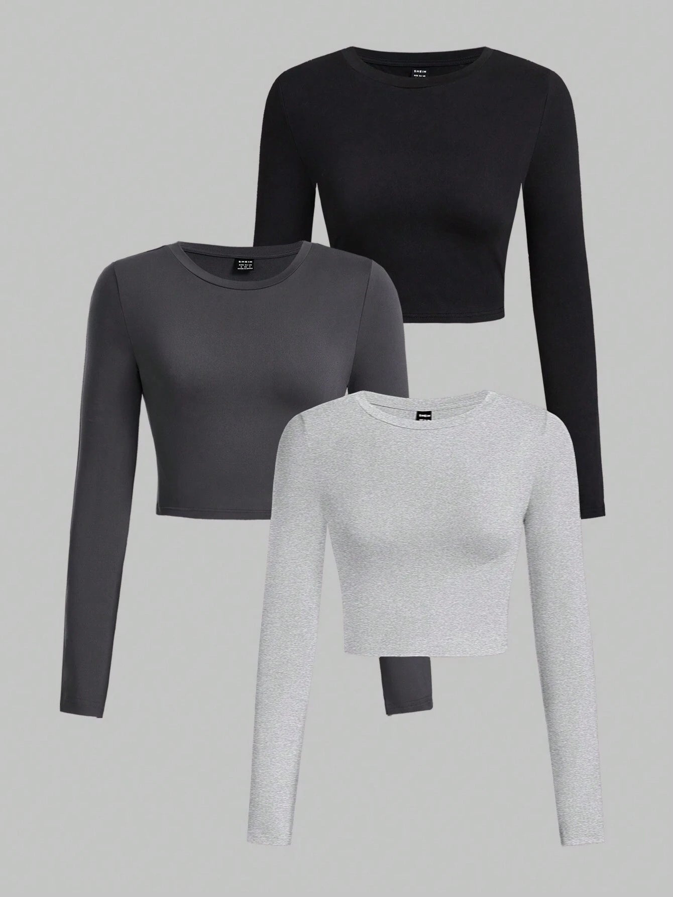 SHEIN Ezwear Multi-Pack Women Versatile Casual Simple Long Sleeve T-Shirt Valentine Day