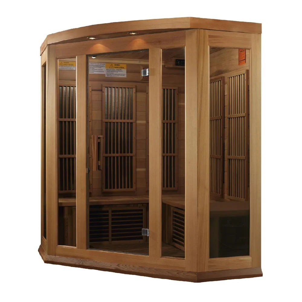 3 Person FAR IR Carbon Corner Sauna-Color:Red Cedar
