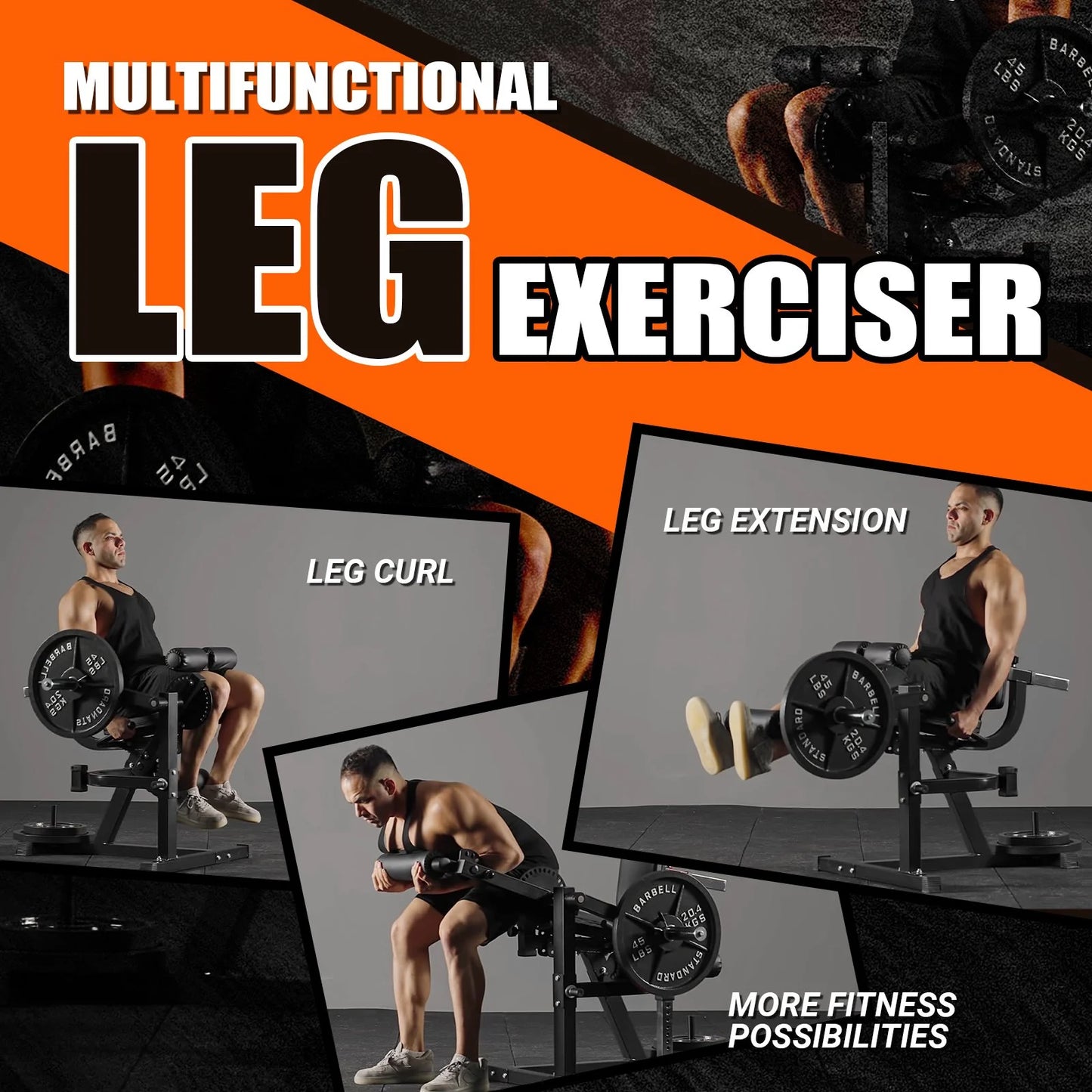 Adjustable Plate Loadedleg Extension & Curl Machine, Adjustable Plate Loaded, Black
