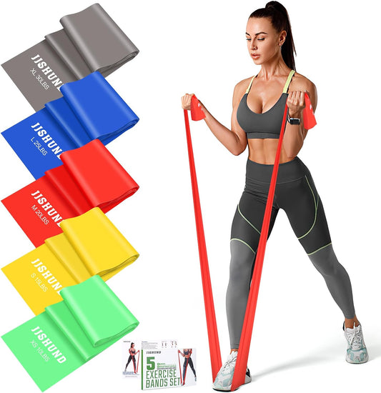 Resistance Bands 5 Pcs Exercise Bands Latex-Free Elastic Stretch Bands For