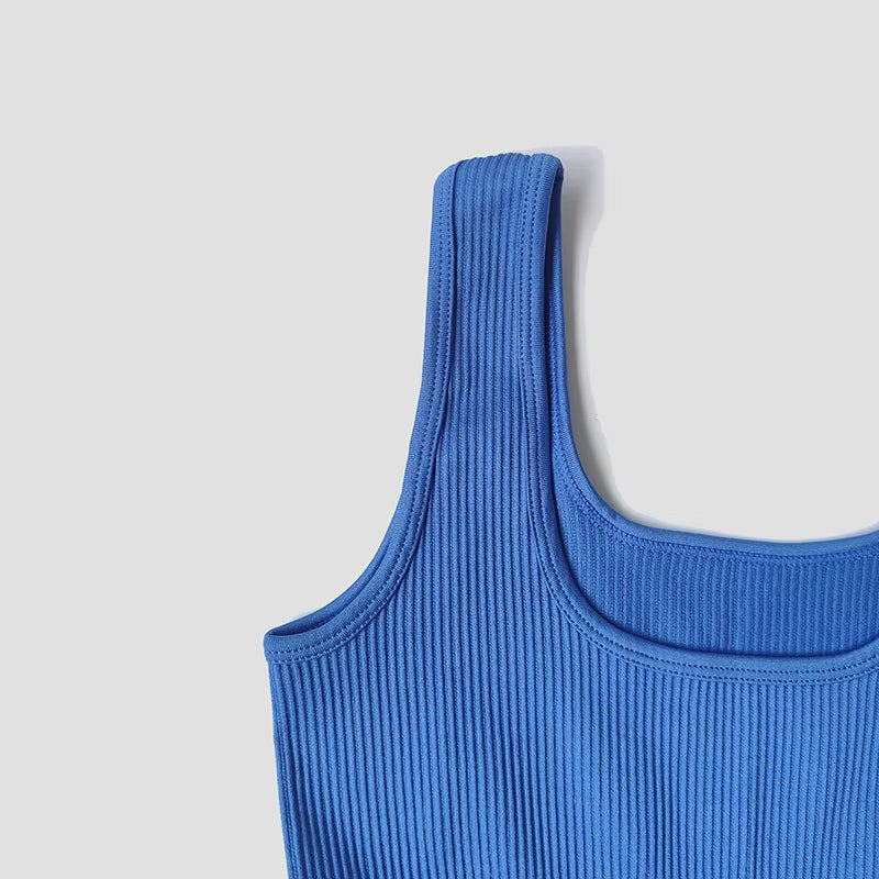 Women'S Tracksuit Yoga Set Seamless Jumpsuits Ribbed One Piece Fitness Rompers Sleeveless Sportswear Gym Set Workout Clothes