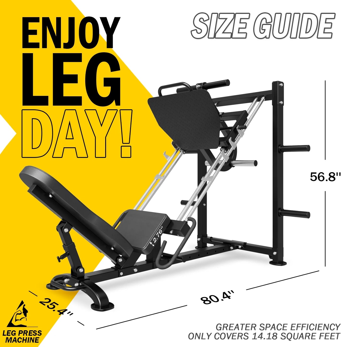 Leg Press Machine, Leg Press with 1500LBS Capacity and Double Safety Guarantee, Only Cover 14.18 Square Feet