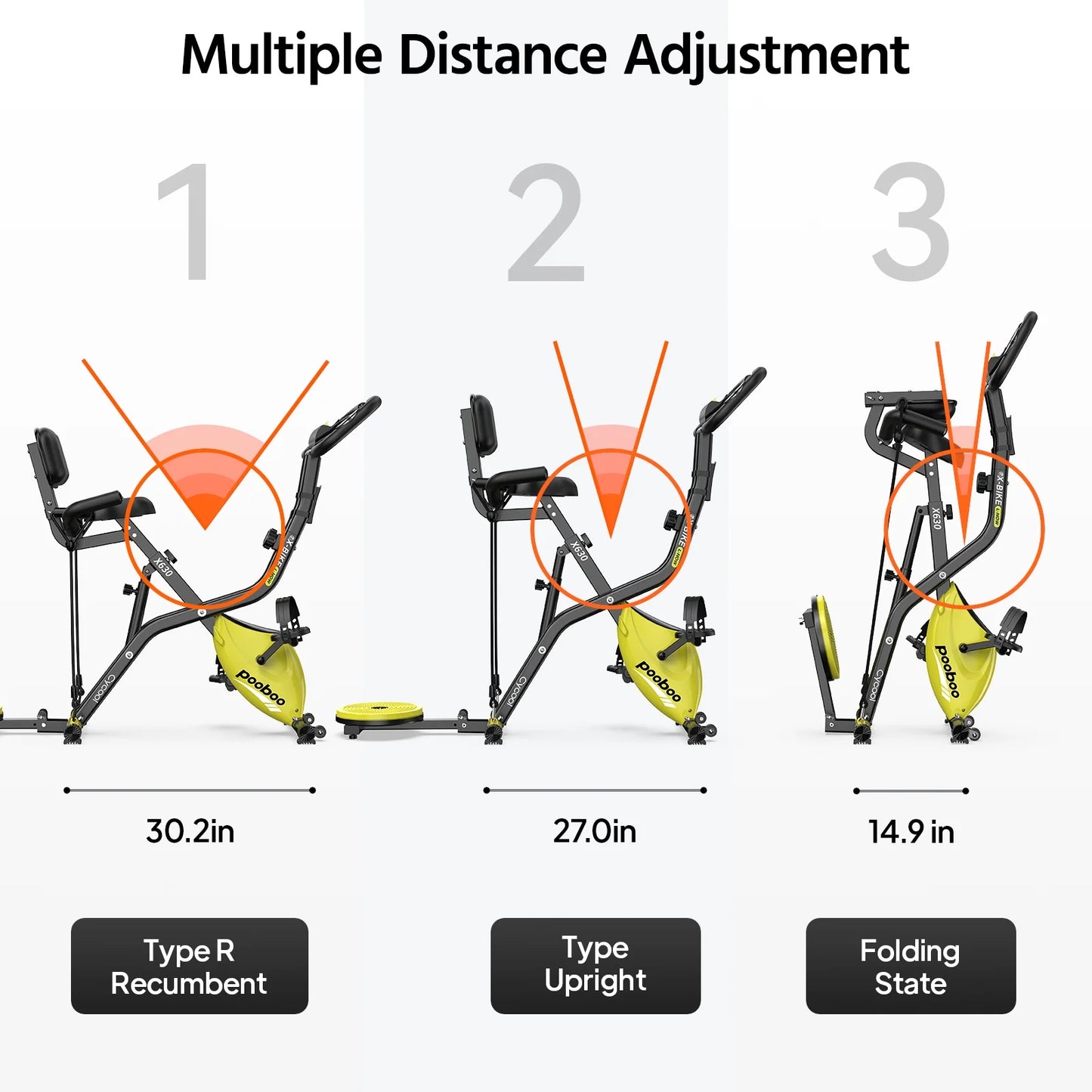 4In1 Folding Exercise Bike Indoor Cycling Bike Stationary Magnetic X Bike Gym Workout 300Lb Easy to Get On/Off