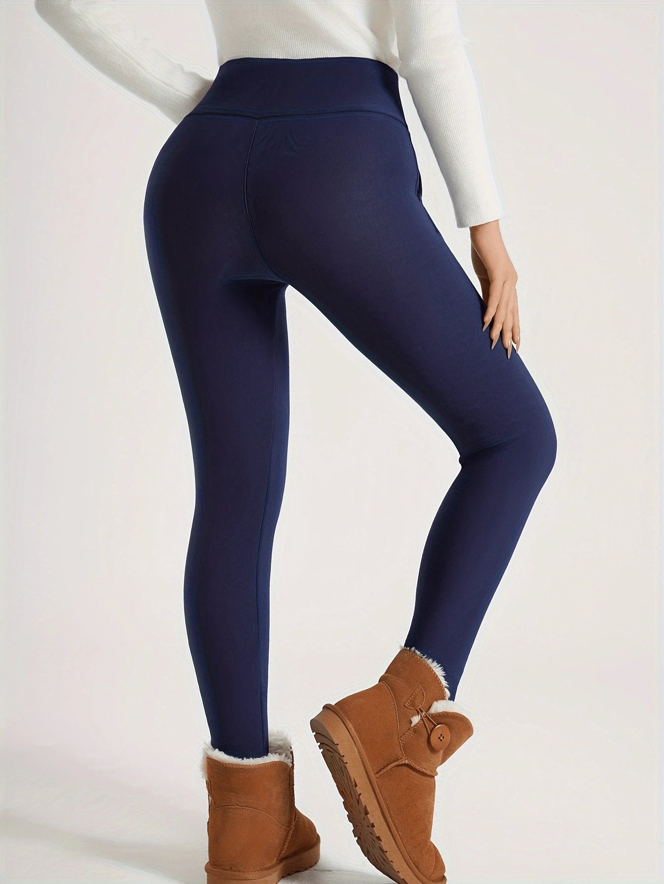 Women'S Winter Thermal Leggings with Cashmere, Thick Fleece Lined Pocket Patched, High Waist Tummy Control Pants Colanti