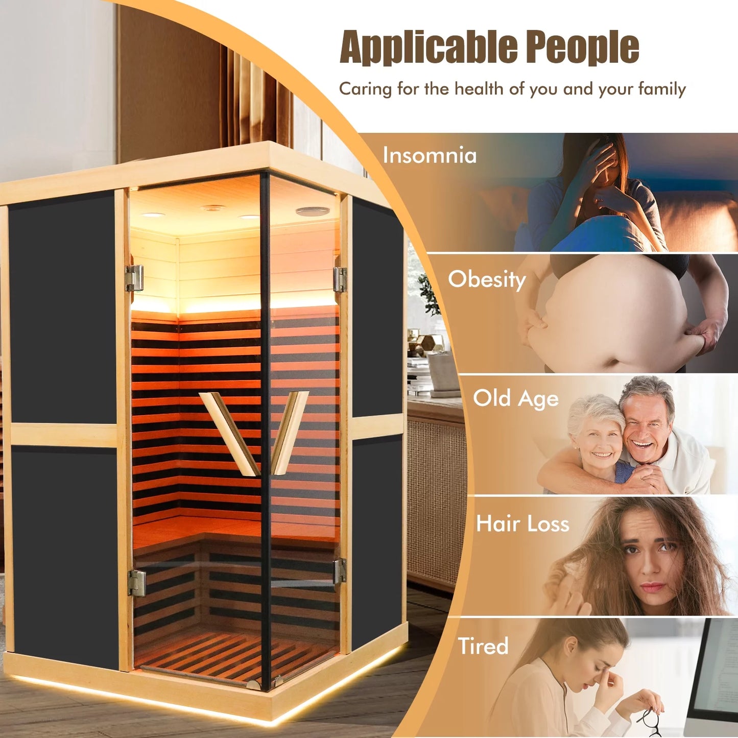 Infrared Energy Efficient Saunas 47.20 X 47.20 X 75.60 In