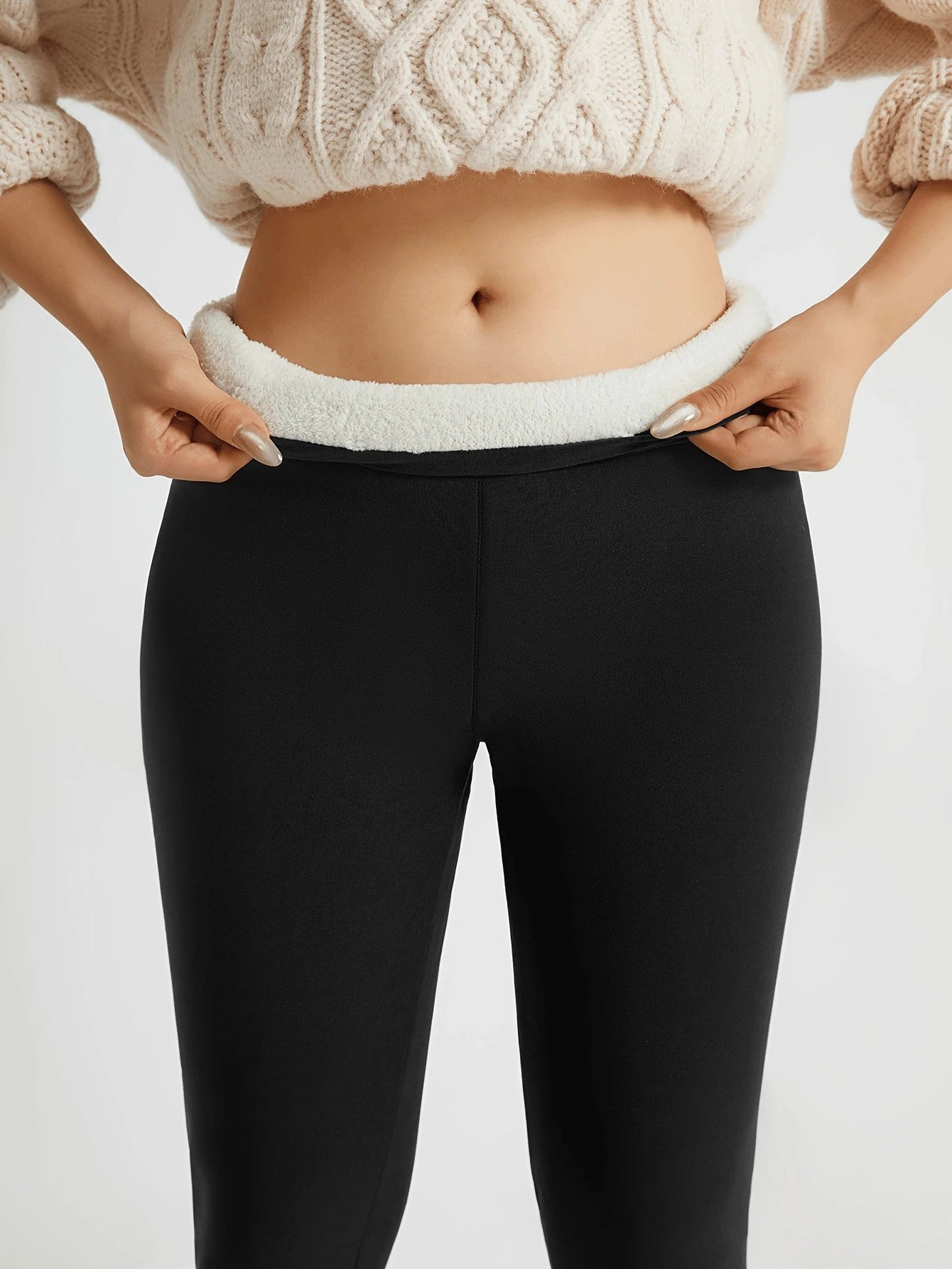 Women'S Winter Thermal Leggings with Cashmere, Thick Fleece Lined Pocket Patched, High Waist Tummy Control Pants Colanti