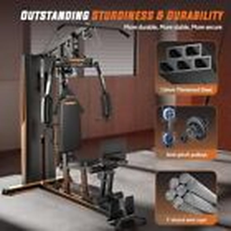Home Gym with 154LBS Weight Stack, Multi Exercise Equipment with Leg Press,