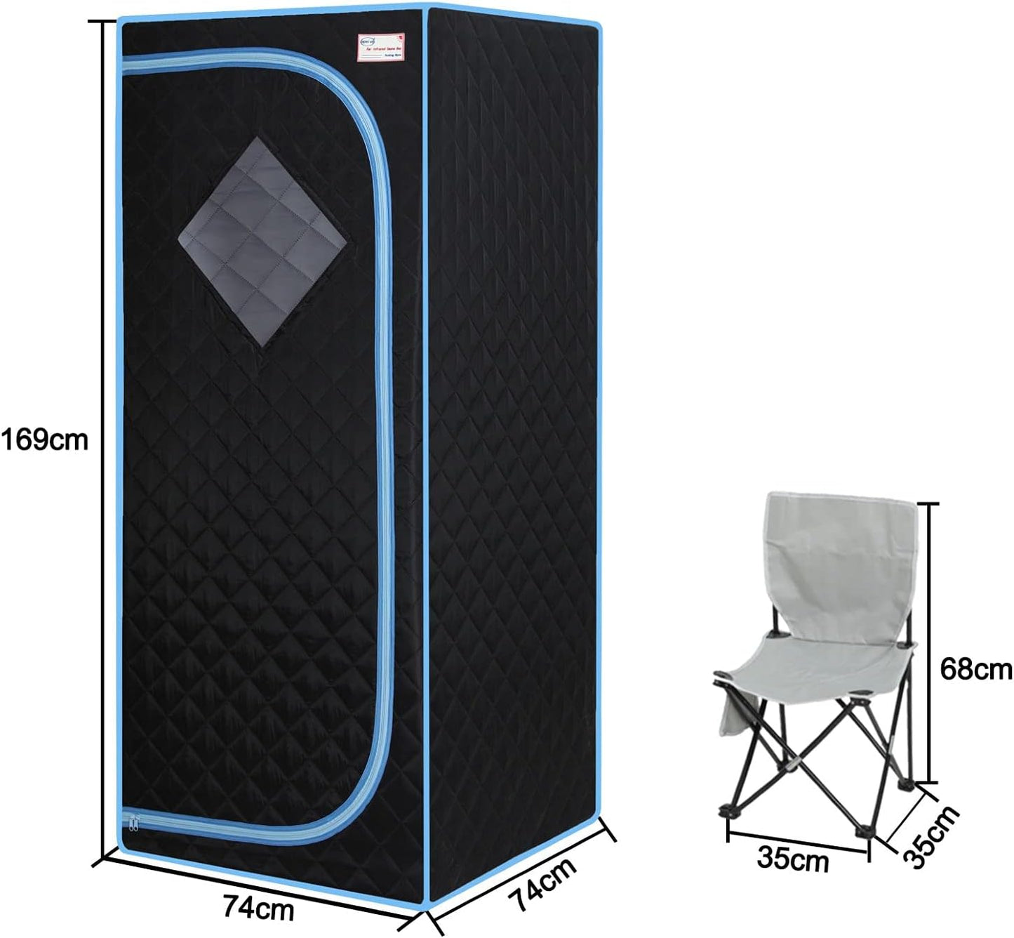 Portable Infrared Sauna for Home Full Size Black Infrared Sauna Tent for Spa with Heating Foot Pad and Portable Chair(Infrared,Black)