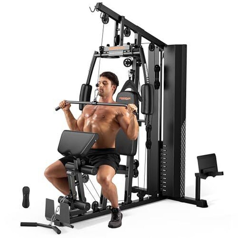 Home Gym with 154LBS Weight Stack, Multi Exercise Equipment with Leg Press,