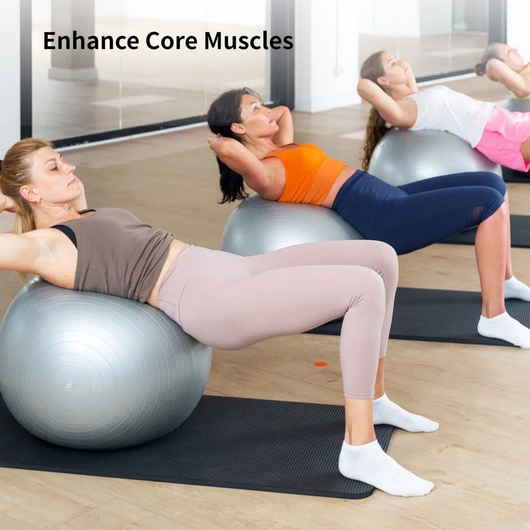 Cardio Drumming Equipment Set, Fitness Balance Ball with Pump & 3.2Oz Sticks, Aerobic Exercise Ball for Workouts, Stability, Pilates, Yoga, Pregnancy Gymnastics