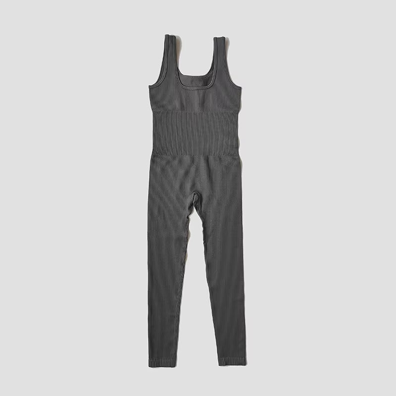 Women'S Tracksuit Yoga Set Seamless Jumpsuits Ribbed One Piece Fitness Rompers Sleeveless Sportswear Gym Set Workout Clothes