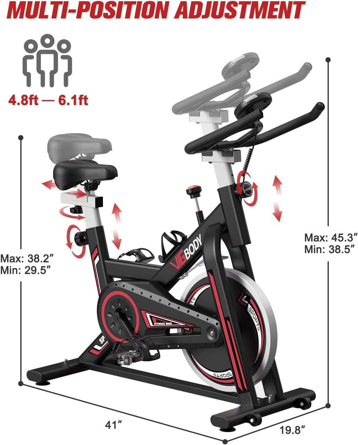 Stationary Exercise Bike Indoor Cycling Bike for Cardio Workout, with Comfortable Seat Cushion, LCD Monitor for Home Training Bike