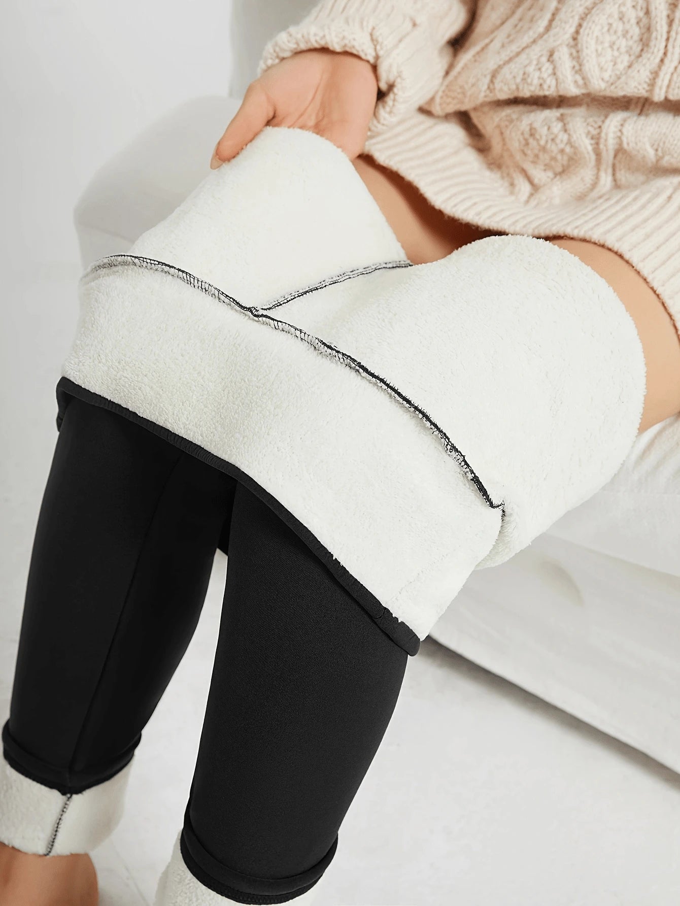 Women'S Winter Thermal Leggings with Cashmere, Thick Fleece Lined Pocket Patched, High Waist Tummy Control Pants Colanti
