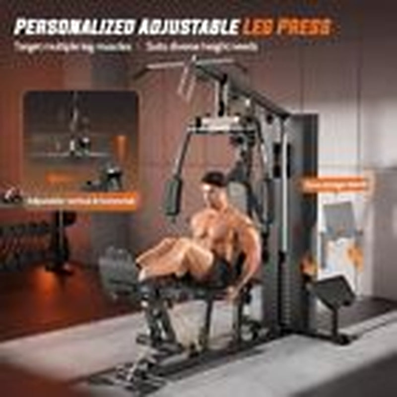 Home Gym with 154LBS Weight Stack, Multi Exercise Equipment with Leg Press,