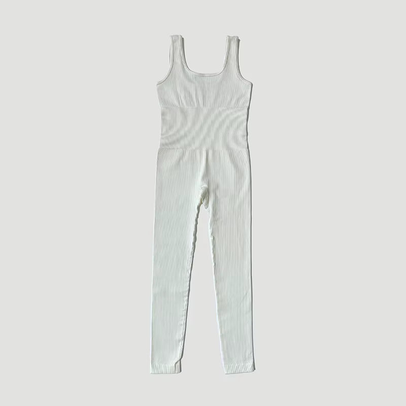 Women'S Tracksuit Yoga Set Seamless Jumpsuits Ribbed One Piece Fitness Rompers Sleeveless Sportswear Gym Set Workout Clothes