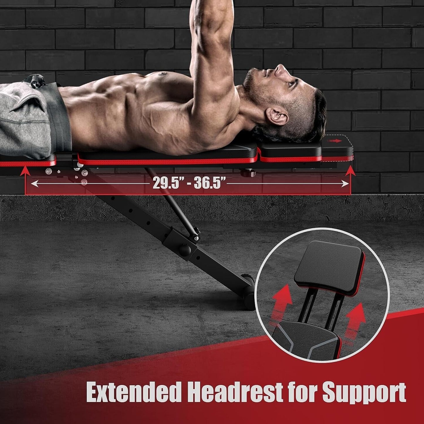 Weight Bench Adjustable Foldable Strength Training Full Body Workout Incline Gym