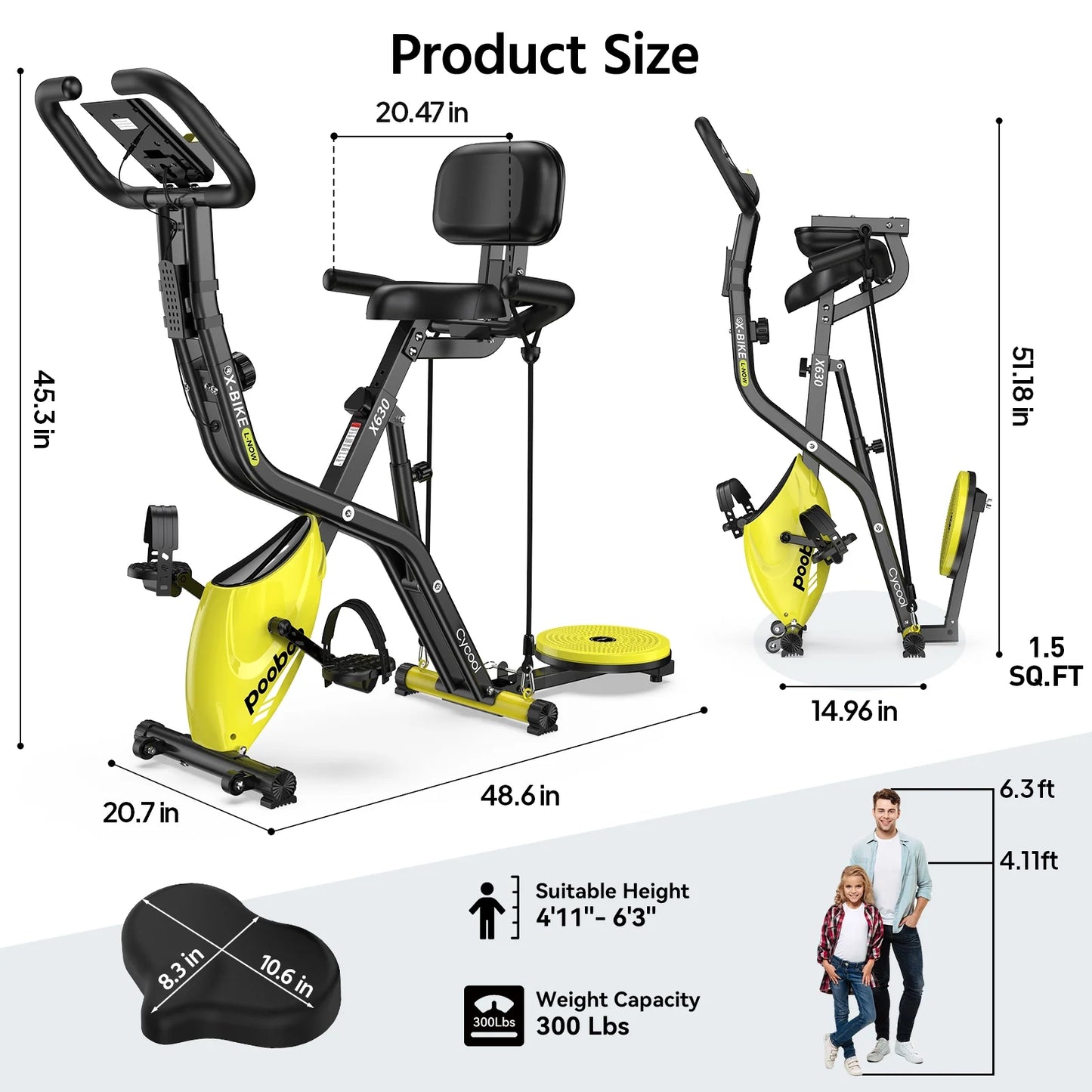 4In1 Folding Exercise Bike Indoor Cycling Bike Stationary Magnetic X Bike Gym Workout 300Lb Easy to Get On/Off