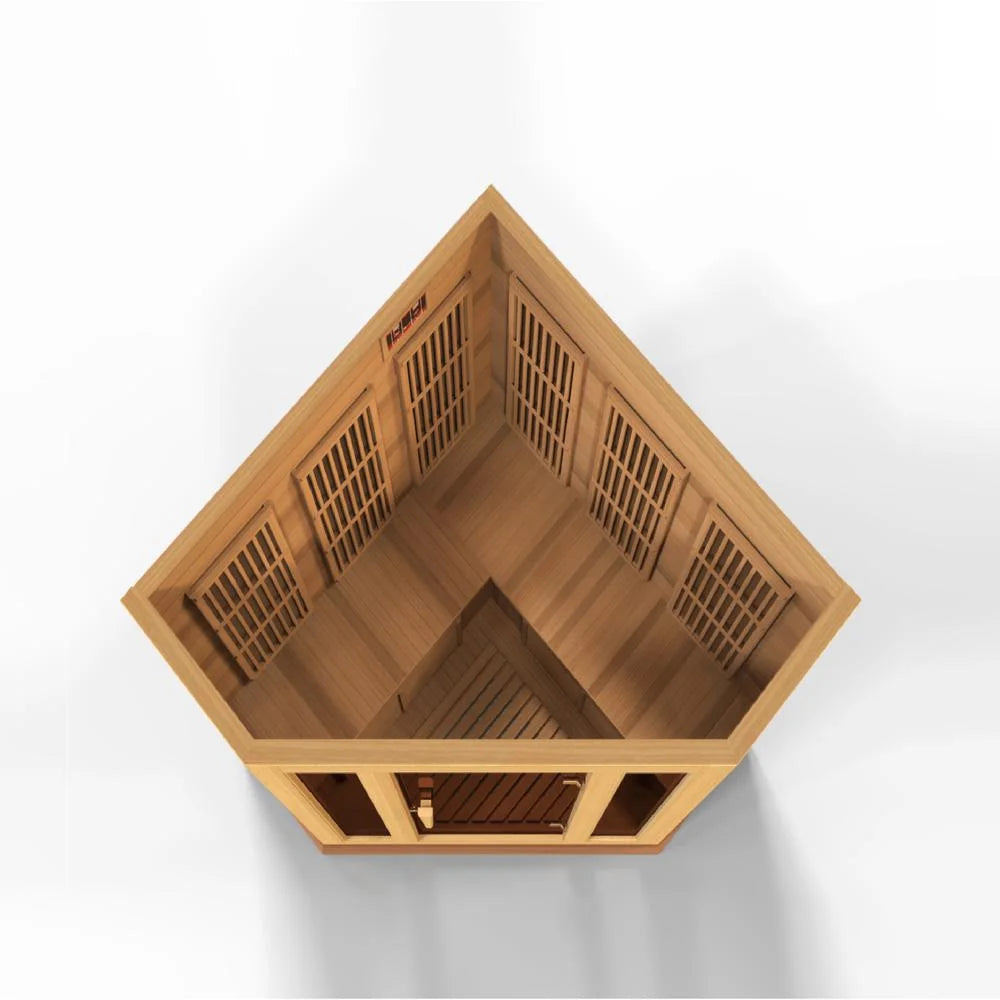 3 Person FAR IR Carbon Corner Sauna-Color:Red Cedar