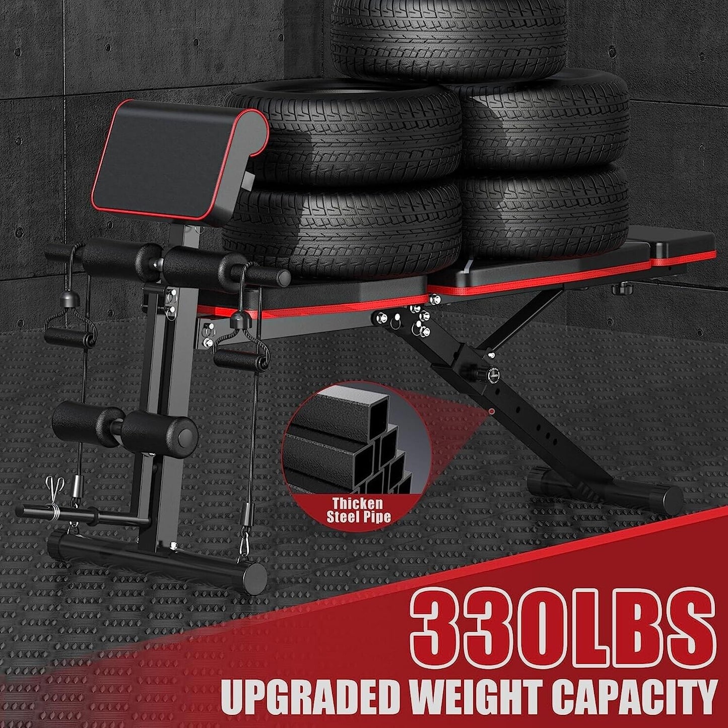 Weight Bench Adjustable Foldable Strength Training Full Body Workout Incline Gym