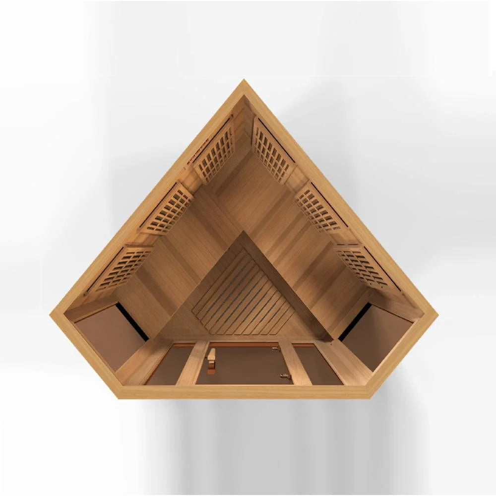 3 Person FAR IR Carbon Corner Sauna-Color:Red Cedar