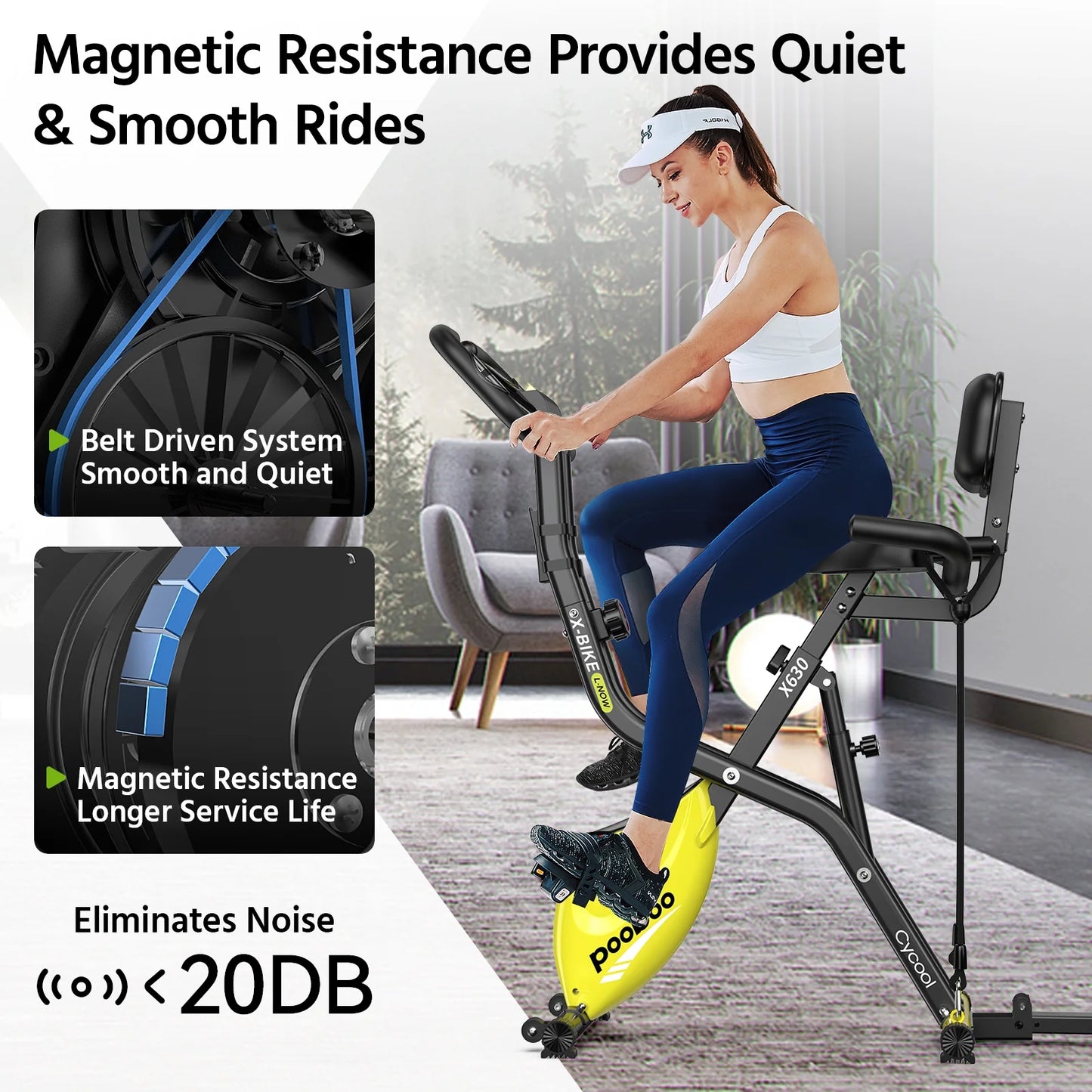 4In1 Folding Exercise Bike Indoor Cycling Bike Stationary Magnetic X Bike Gym Workout 300Lb Easy to Get On/Off