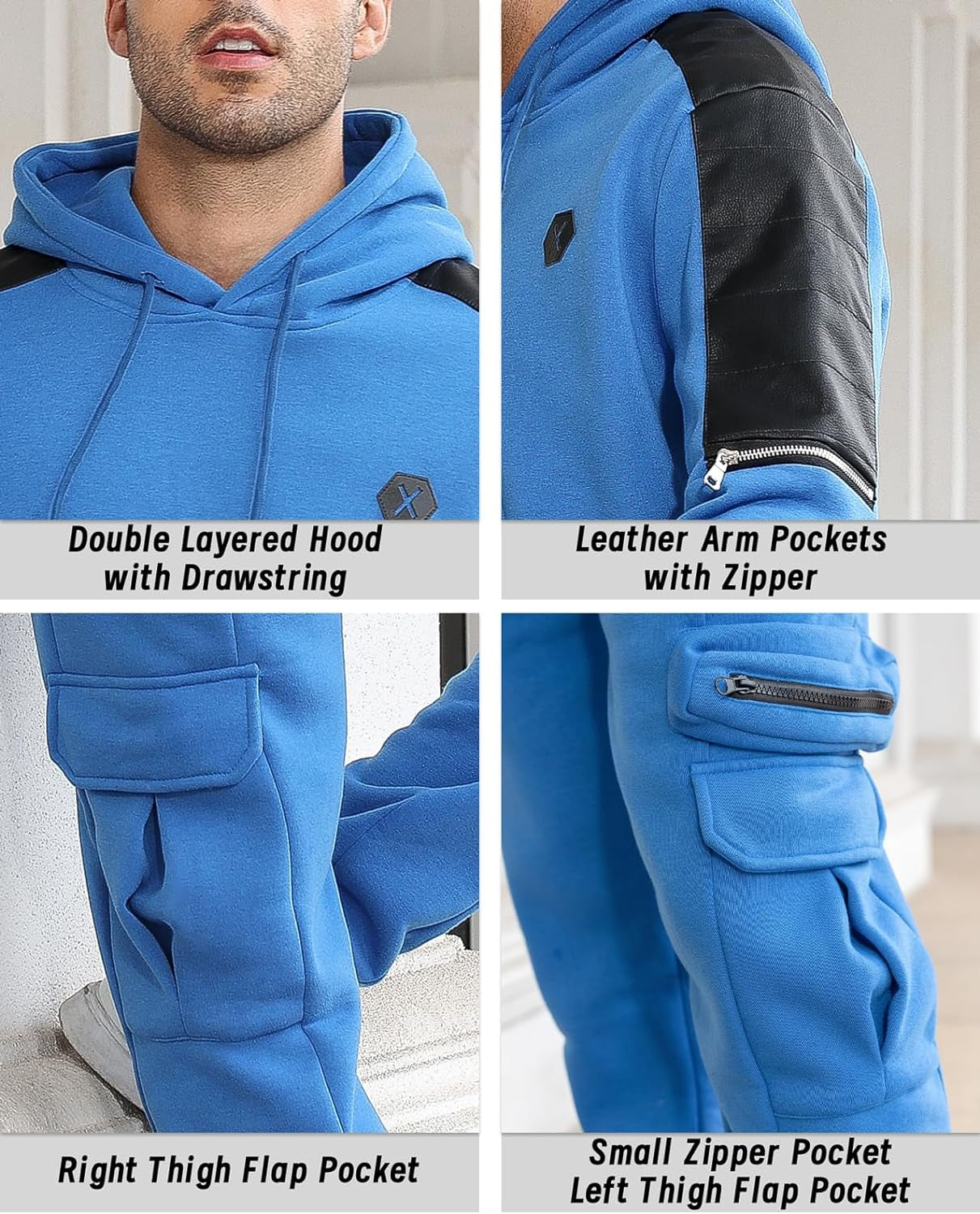 Men'S Tracksuit 2 Piece Hoodie Athletic Jogging Sweatsuits for Men Casual Sports Long Sleeve Pullover Suit Set