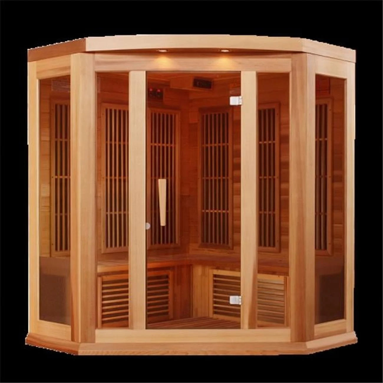 3 Person FAR IR Carbon Corner Sauna-Color:Red Cedar