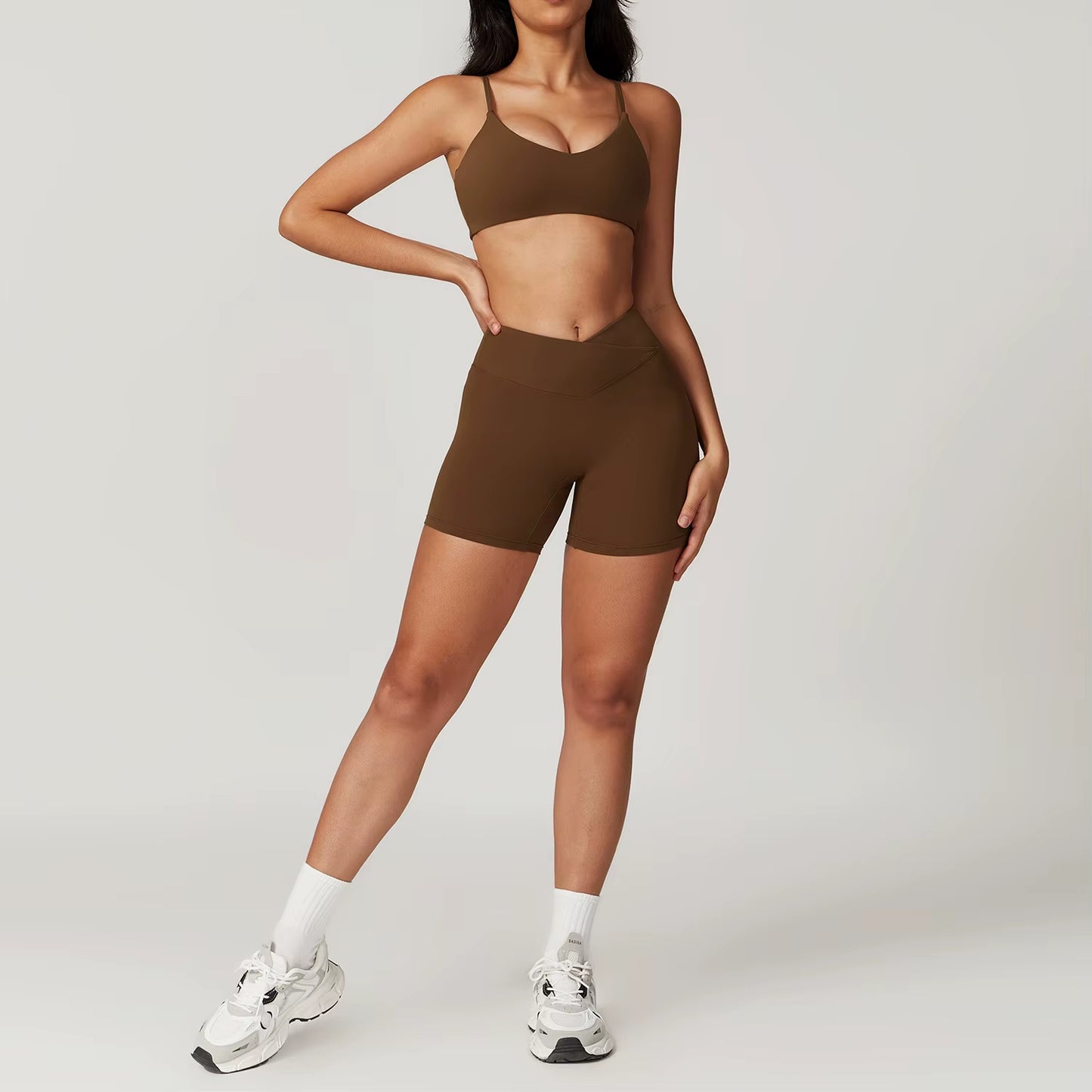 Women'S 2PCS Gym Yoga Suit Tight Fitting Sports Set Workout Breathable T Shirts Bra Short Sleeve Crop Top Bell-Bottoms Leggings