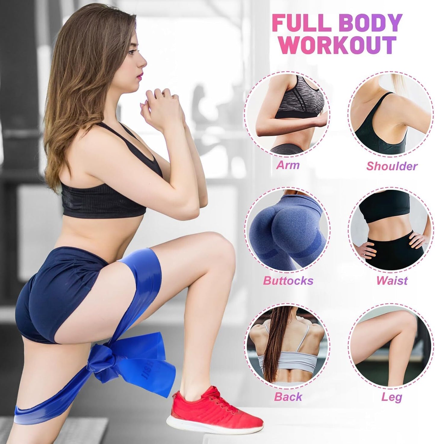 Resistance Bands 5 Pcs Exercise Bands Latex-Free Elastic Stretch Bands For