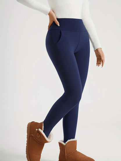 Women'S Winter Thermal Leggings with Cashmere, Thick Fleece Lined Pocket Patched, High Waist Tummy Control Pants Colanti