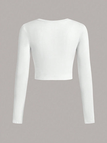 SHEIN Ezwear Multi-Pack Women Versatile Casual Simple Long Sleeve T-Shirt Valentine Day