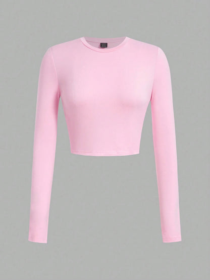 SHEIN Ezwear Multi-Pack Women Versatile Casual Simple Long Sleeve T-Shirt Valentine Day
