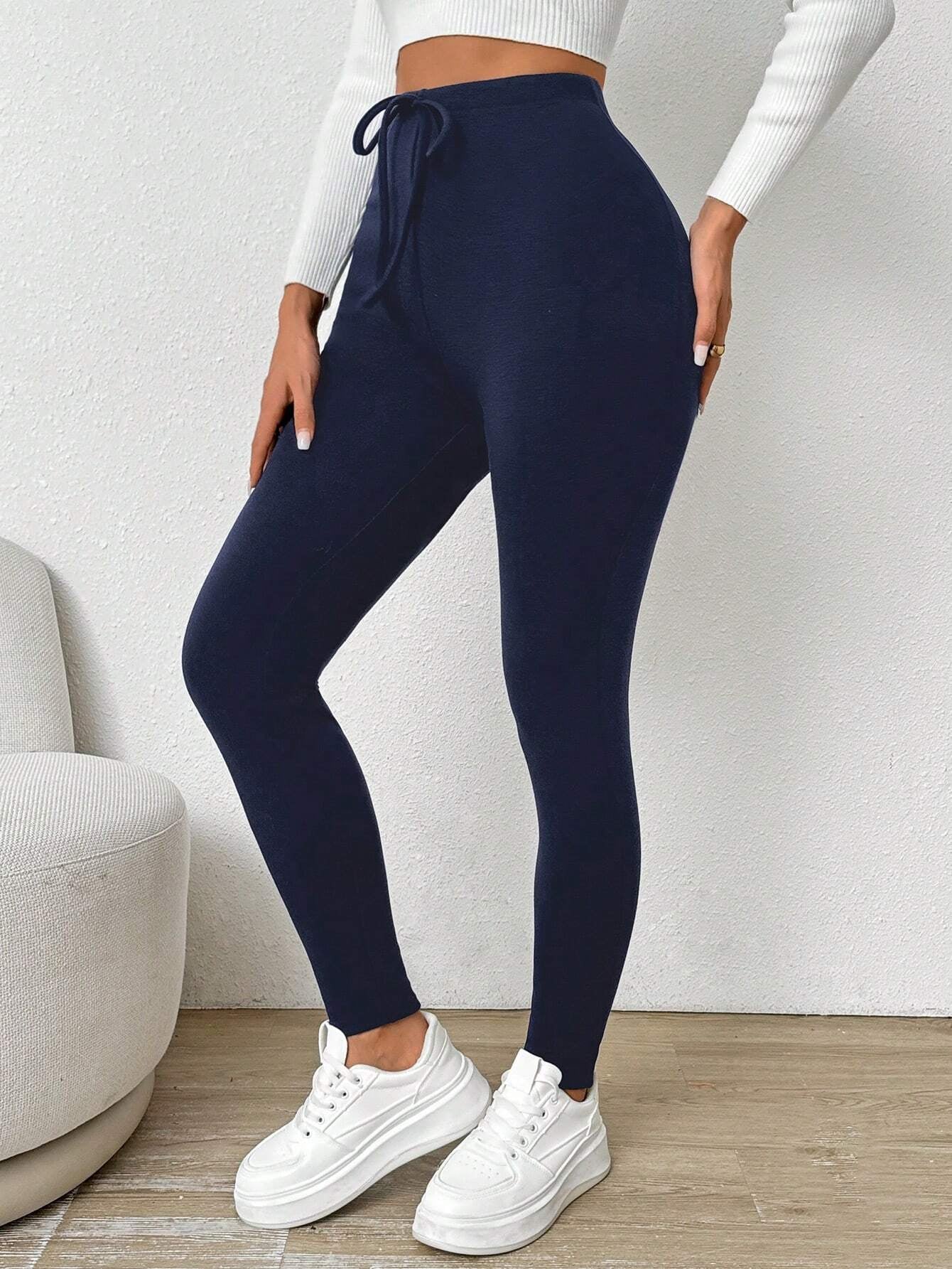 SHEIN Chicease Knot Front Thermal Lined Leggings