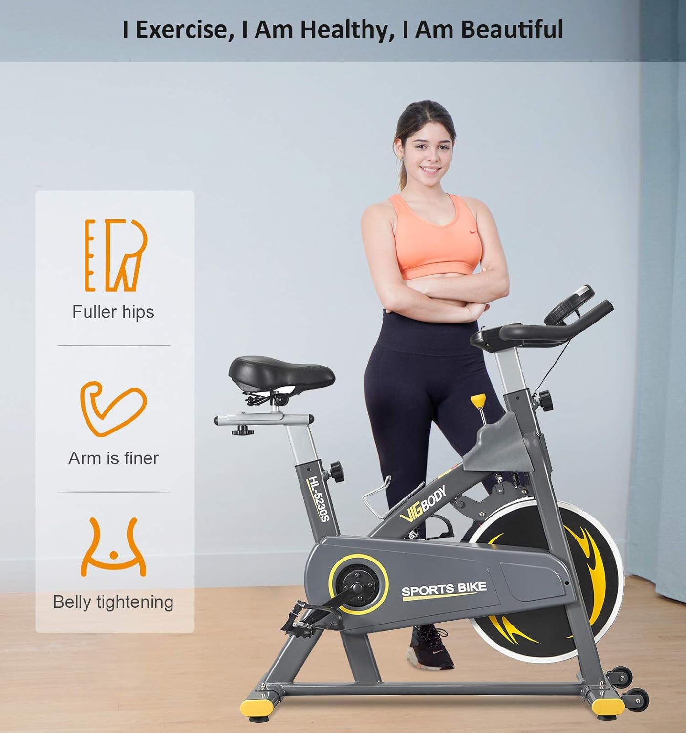 Exercise Bikes Stationary Bike with Adjustable Magnetic Resistance Belt Drive Bicycle with Comfortable Seat Cushion