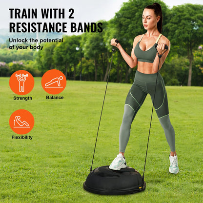 26 Inch Half Fitness Yoga Balance Ball Trainer Stability Ball Resistance Band