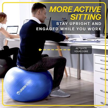 Exercise & Pilates Yoga Ball - Multiple Sizes for Fitness, Pregnancy, Stability, Balance, Core Workout - Anti-Burst Swiss Balance Ball W/Quick Pump - Office, Home, Gym