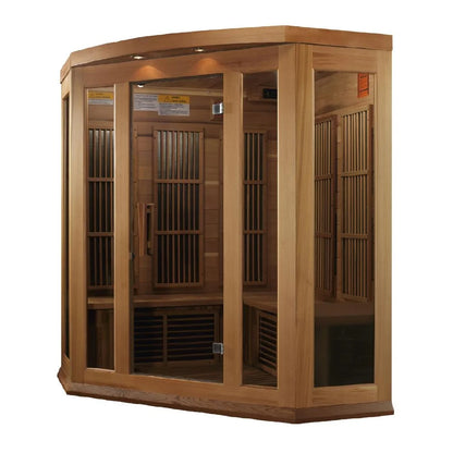 3 Person FAR IR Carbon Corner Sauna-Color:Red Cedar