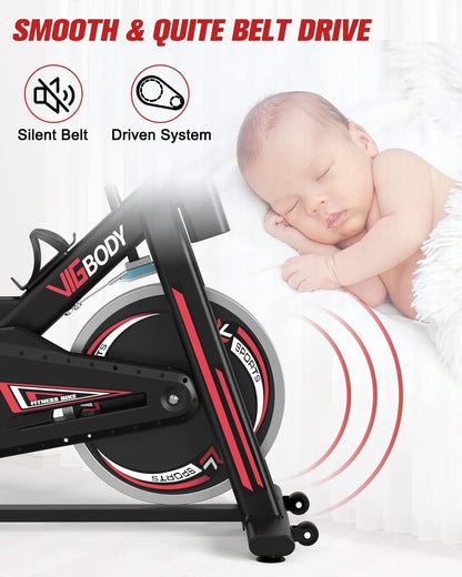 Stationary Exercise Bike Indoor Cycling Bike for Cardio Workout, with Comfortable Seat Cushion, LCD Monitor for Home Training Bike