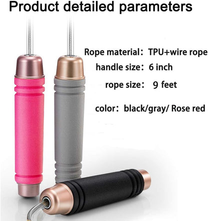 Weighted Jump Rope for Handle,Tangle-Free PU Wire Rope with Bearing Comfortable Foam Handle,Skipping Rope for Workout and Fitness Training for Men Women and Kids
