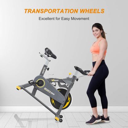 Exercise Bikes Stationary Bike with Adjustable Magnetic Resistance Belt Drive Bicycle with Comfortable Seat Cushion
