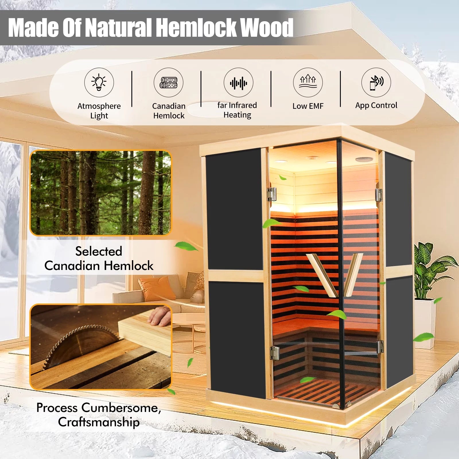 Infrared Energy Efficient Saunas 47.20 X 47.20 X 75.60 In