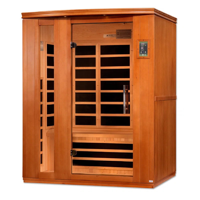 Lugano 3 - Person Bluetooth Compatible FAR Infrared Sauna with Remote Control in Hemlock