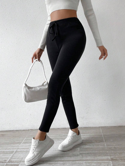 SHEIN Chicease Knot Front Thermal Lined Leggings