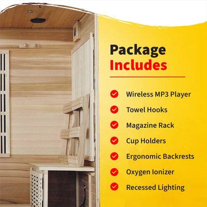 6-Person Cedar Infrared Sauna with 10 Carbon Heaters