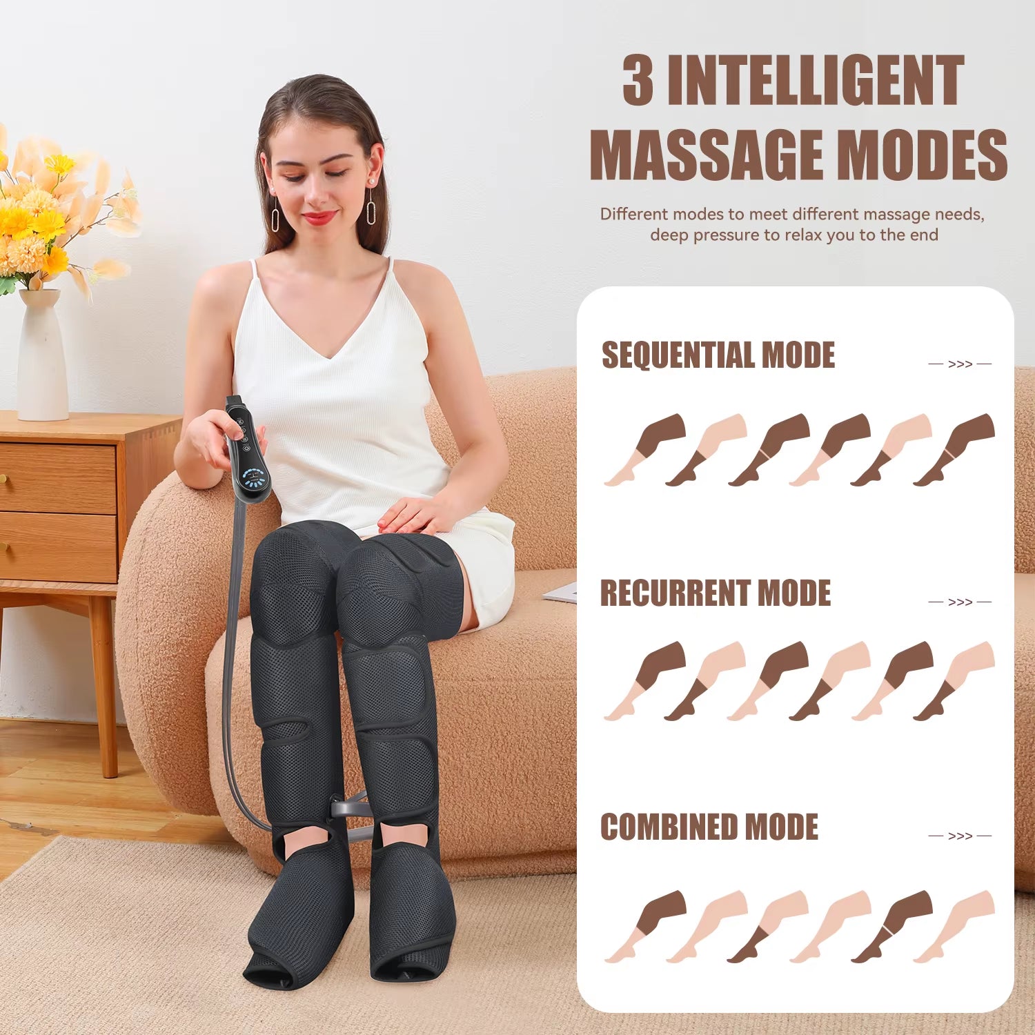Air Compression Leg Massager Foot Calf Machine Blood Circulation Relaxation Instrument Long Airbag Vibration Heating Knee Tool